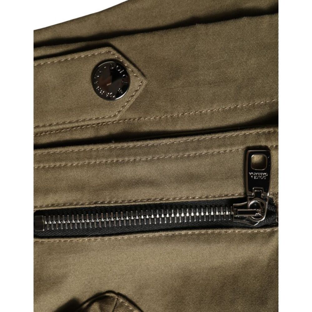 Dolce & Gabbana Green Cotton Mid Rise Cargo Hot Pants Women's Shorts